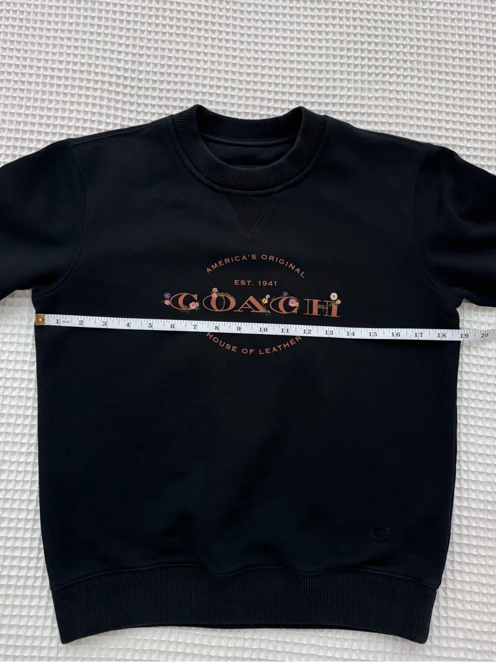 Coach Black Crewneck Sweatshirt with Multicolor Logo, Size: XSmall